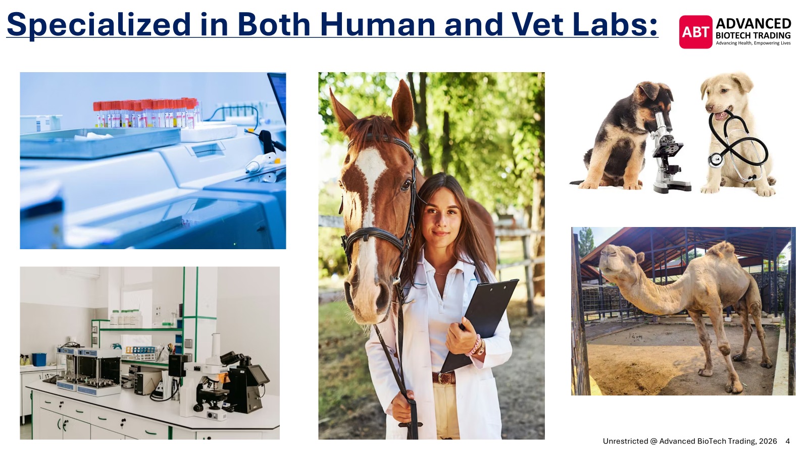 Specialized human and veterinary laboratories collage